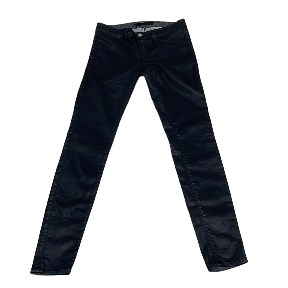 J Brand Jeans Jeggings Leggings Black Sheen Skinny Leg Size 25